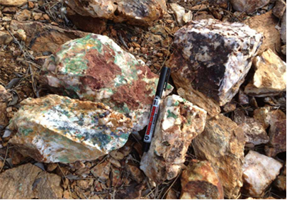 Copper ores in Winnecke Goldfield