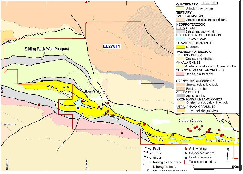 Faults and Gold Occurrences in Winnecke Goldfield